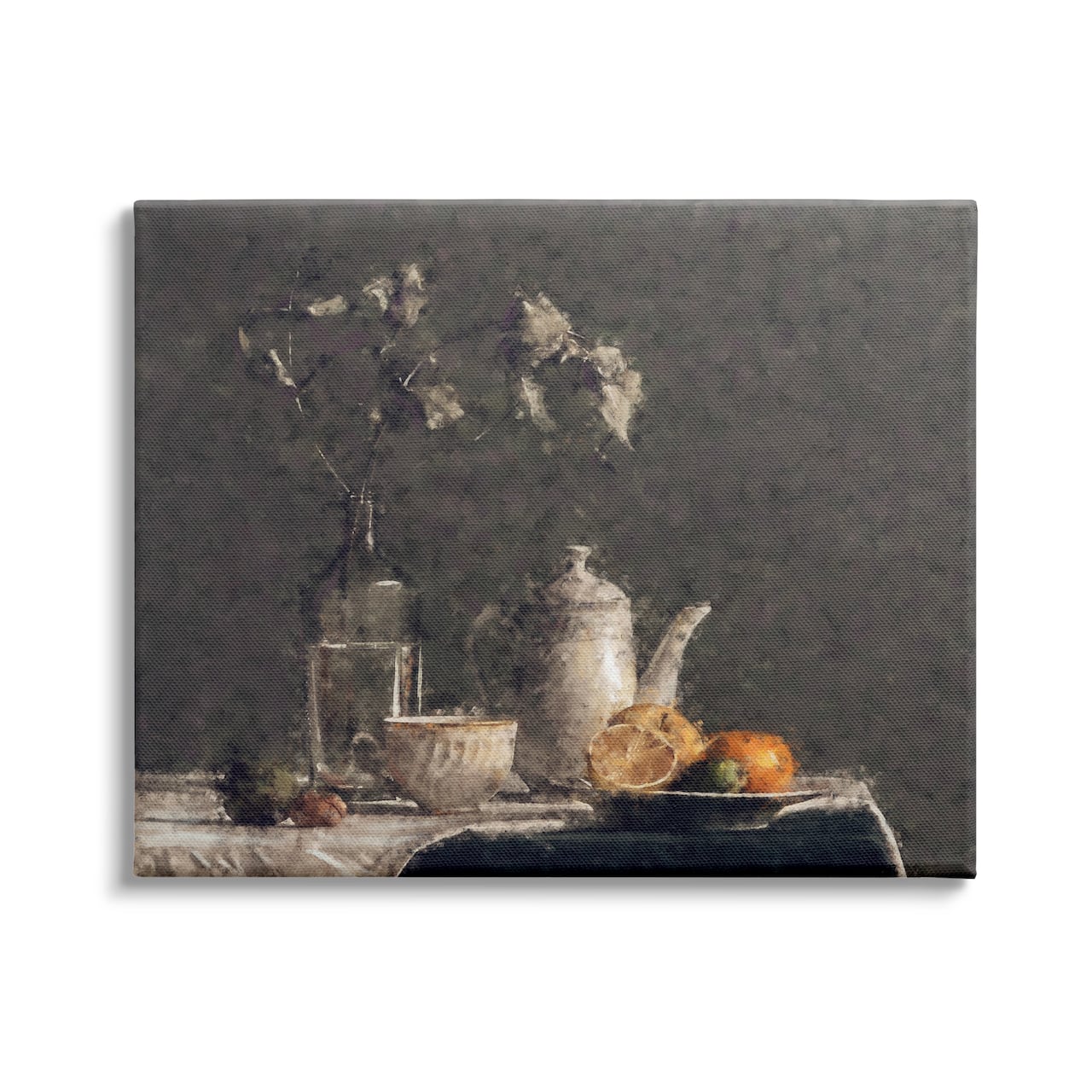 Stupell Industries Vintage Tabletop Still Life Plated Sliced Fruit Canvas Wall Art